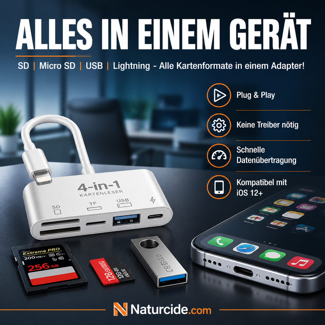 3-in-1 USB-C Speicherkartenleser