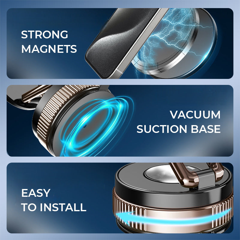 Magnetische Halterung für Telefone mit 360°-Drehung und Vakuumbefestigung