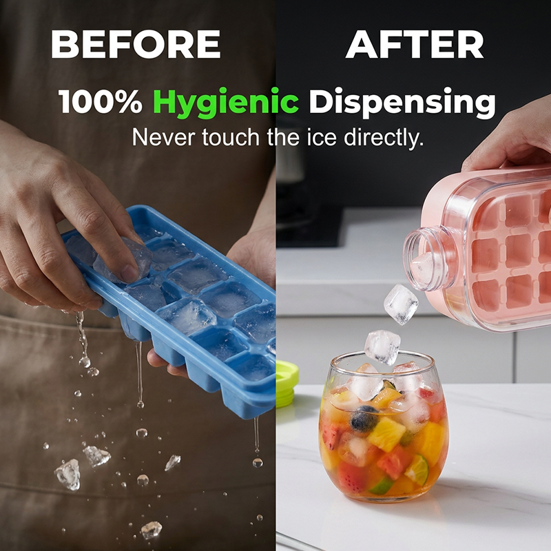❄️2-in-1 Ice Cube Maker Water Bottle Built-In Ice Tray, Food-Grade Silicone, Bpa-Free. Make Ice & Store Water In One Bottle 💼✈️