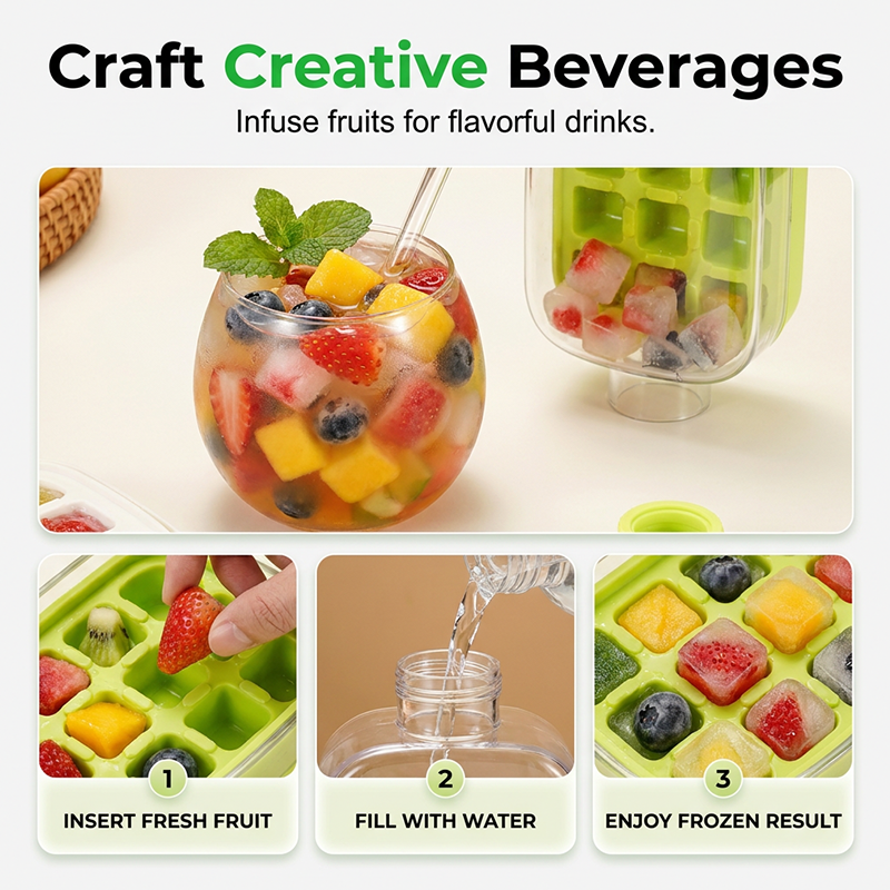 ❄️2-in-1 Ice Cube Maker Water Bottle Built-In Ice Tray, Food-Grade Silicone, Bpa-Free. Make Ice & Store Water In One Bottle 💼✈️